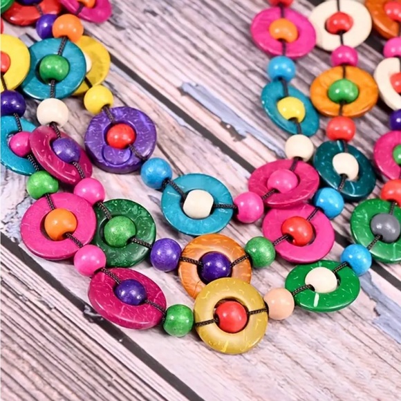 - New Wood necklace & Earring set - Picture 2 of 5